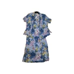 C.M. SHAPES Vintage 2-Piece Dress Set Floral Rayon Maxi Dress & Shirt Plus Size